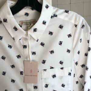 PAUL & JOE Sister Womens Allover Cat Shirt  Blouse